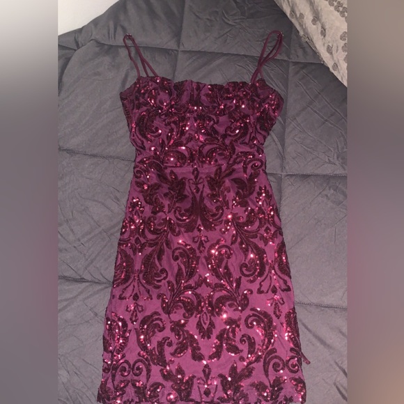 “Marie Cowl Neck Sequin Mini Dress” - Picture 6 of 12